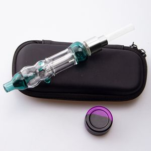 NC026 Portable Smoking Kit Colorful glass filter Pipe Bubbler with 510 Thread Titanium Nail or Quartz Tips Dab Pipes Mini Glass Water Bong