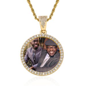 Pendant Necklace Designer for Women Men Round Medallions Custom Photo Name Hip Hop Jewelry Personalized Engraved CZ Diamond Chains Necklaces Gift