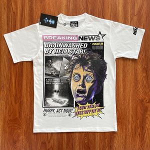 New Hellstar must be stopped in the Western style logo character poster short sleeve tee Rapper Wash Grey Heavy Craft Unisex Short Sleeve Tops High Street tshirts