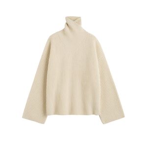 Toteme Women Turtleneck Wool Ribbed Halter Knit Sweater Women's Sweaters