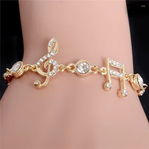 Länkarmband misananryne lyxiga smycken gåvor guldfärg musikaliska anteckningar armband kristall zirkon charm för kvinnor
