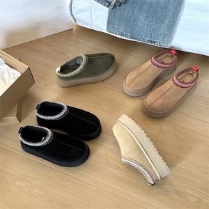 Chestnut Slip-on Shoes Wool Tasman Winter Fluffy Furry Half Snow Boot Tazz Suede Upper Platform Boot Designer Women Men Ankle Snow Boots Classical Fur Boots