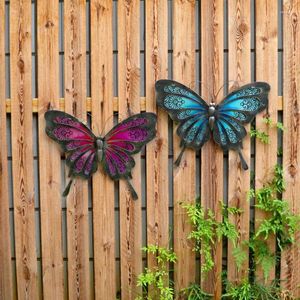 Decorações de jardim Mariposas Estátuas de Borboleta Penduradas Arte na Parede Quintal Miniaturas Esculturas de Animais Casa Ao Ar Livre Artesanato Decoração