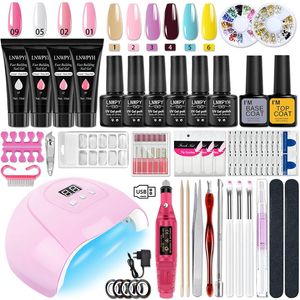 Acrylic Powders Liquids Nail set and Lamp Choose 6 Color Gel Polish Kit Electric Drill Machine Manicure Set Nails Art Decorations 231020