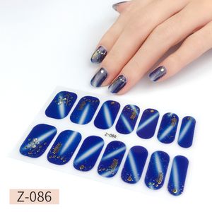 14 Tips of 1 Sheet Stylish Portable 3D Relief Printed Crystal Nail Polish Film Self Adhesive Full Cover Nail Strips Waterproof Breathable Nail Patch Eco-friendly