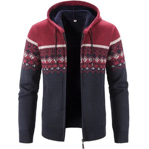 Maglioni da uomo Autunno e inverno più cappotto cardigan imbottito in velluto per il tempo libero maglione lavorato a maglia con cappuccio abbinato in colori 231020