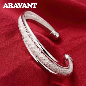 Bangle 925 Silver Vintage Open Cuff Armband Bangles for Women Jewelry Top Quality 231020