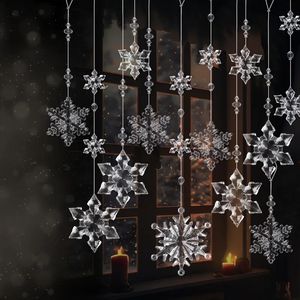 6pcs, Noel Kar Tanesi Süslemeleri Kar Tanesi Icikle Drop Süsler Noel Ağacı Süslemeleri ile Kristal Noel Süsleri Set