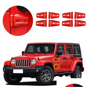 Altri accessori esterni Kit rosso per cerniera portiera auto ABS Ers Protector per Jeep Wranlger Unlimited Rub Sahara Sports 2007- Jk Jku 8 pezzi Dhey8