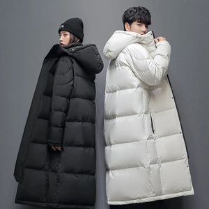 Coletes masculinos casal longo preto branco para baixo jaqueta de algodão inverno outono espessamento quente mulheres soltas homens casaco 231020