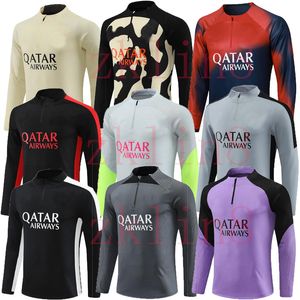 2023 2024 Paris Tracksuit Soccer Jersey PSS Mbappe Classic Style Training Jersey Half Pull Long Sleeve Sergio Ramos Verratti Icardi Adult Football Training Top