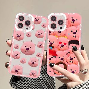 Cell Phone Cases korea cartoon P-Pororo cute loopy pink Case For iPhone 14 13 12 11 Pro Max XS X XR Mini Protective Cover 231021