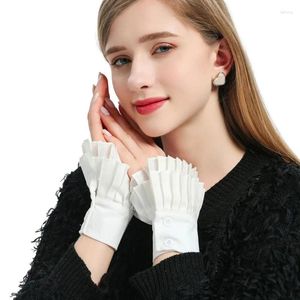 Knieschützer, zarte, abnehmbare Ärmel, Manschetten, weiß, für Damen, Spitze, Hochzeit, Volants, gerüscht, gepaart, Handgelenkwärmer für Pullover