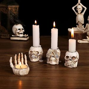 Mumlar Gotik Çay Işık Tutucu Korku İskelet Kafatası Mum Tutucuları Reçine Şamdan Tutucu El Sanatları Tealight Tutucu Mum Tutucular 231021