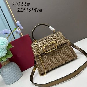 Borsetta, borsa per ascelle, borsa a tracolla, borsa multifunzionale in tessuto, accessori retrò in metallo in ottone invecchiato, borsa di design 10A di fascia alta, graziosa confezione regalo da donna 22CM 20233