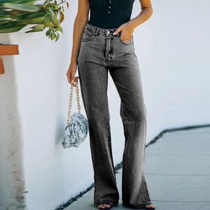 Women's Jeans Washed Old Mid Rise Wide Leg Pants Versatile 781923