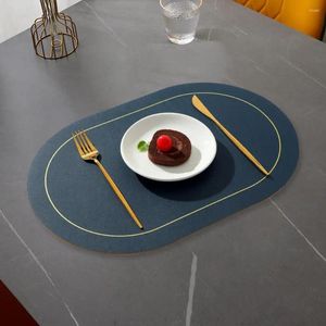 Tapetes de mesa duráveis placemat resistente ao calor almofada de isolamento fácil limpo couro falso para proteção de cozinha elegante interior