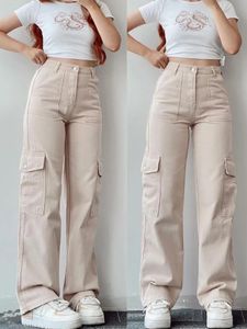 Women's Pants S Y2K Women Vintage Cargo Streetwear Techwear Korean Harajuku Parachute Beige Sweatpants Wide Leg Joggers Byxor 231020