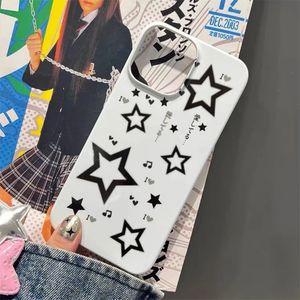 Cell Phone Cases Korean Cute Y2k Star Case For iPhone 14 13 12 11 Pro Max X XR 7 8 Plus SE 3 Lovely Musical Note Shockproof Soft Back Cover 231021