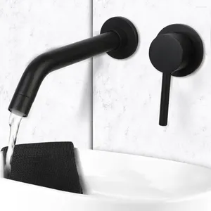 Bathroom Sink Faucets Matte Black Wall Mounted & Cold Water Swivel Spout Faucet Tap Brass For Your Wash Basin