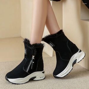 Botas neve mulheres inverno alto pelúcia sapatos quentes tamanho grande fácil de usar meninas zíper branco