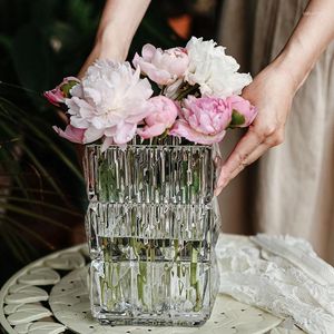 Vases Glass Large Vertiplant Vase Modern Transparent Flower Ribbed Nordic En Verre Home Decor Accessori