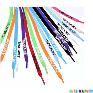 Takılar Ayakkabı Parçaları Aksesuarlar Colorf Dantel Mektup Yazı Tipi 8mm Çift Side Baskılı Shoelaces Siyah Beyaz Danteller Düz SH Serisi Dhpi5