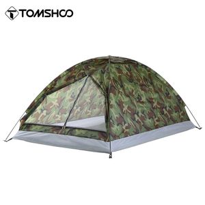 Tendas e abrigos Tomshoo Tenda de acampamento para duas / uma pessoa Viagem Camuflagem portátil à prova d'água ao ar livre Tenda de acampamento de 3 temporadas Tenda de praia ultraleve 231021