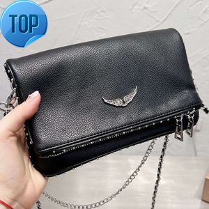 Kvällspåsar populära kvinnors väska handväska vingar diamantrågande zadig et voltaire rivets fårskinn läder messenger crossbody handväskor två kedja damkj