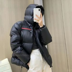 Luxury designer glossy black mens coats jackets women warm parkas cotton padded hooded unisex winter clothes