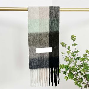 AC cachecol designers echarpe inverno verificado lenços femininos imitação de caxemira treliça envolve longo manter quente cachecóis arco-íris engrossar hj01