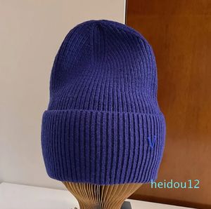 Classic Cashmere Knit Hat Warm Autumn Winter Thick Woolen Hat Solid Color Letter Embroidery Outdoor Windproof Pile Hat