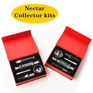 10pcs Glass Oil Burner Pipe 10mm Joint Nectar Collectors kit Dab Straw Hookahs Tips with Titanium Tip Glass Water Bongs Pipes Oil Rigs Wax Tool with Box