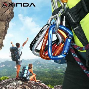 Carabiners XINDA Professional Safety Auto Carabiner Multicolor 25KN Climbing Rock Buckle Aluminum alloy hook Mountaineer Equipment 231021