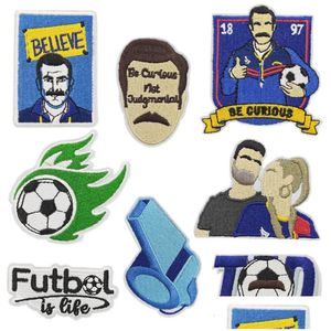 Notions Football Club Iron Ones Cartoon Soccer Embroidered Badge Sew On Applique Diy Accessories For Clothes Jackets T-Shirt Jeans