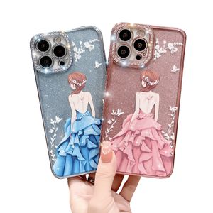 Rhinestone Luxury Phone Cases High Design Vacker Girl Apple Mobiltelefon TPU Mjukfodral Socktäta diamanter bakåtomslag för iPhone 15 Pro Max Ultra 14 13 12 Plus