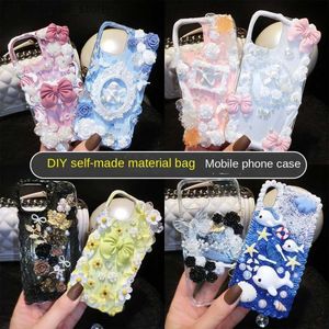 Cell Phone Cases New cream glue mobile phone shell diy material bag handmade cartoon resin accessories doll set Q231021