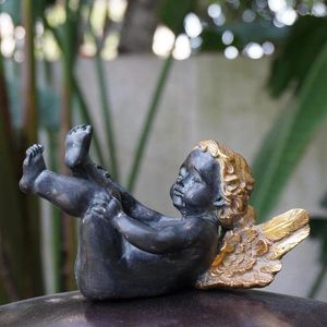 Decorações de jardim 3 pçs/set estilo nórdico retro bonito pequeno anjo decoração ao ar livre casa quarto das crianças estatuetas em miniatura ornamentos