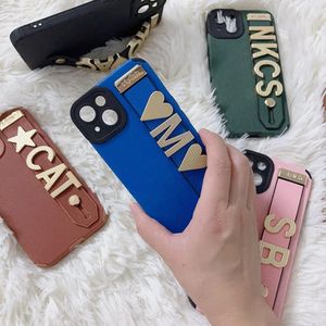 Cell Phone Cases Korean Personalised Custom Name Leather PU Case for iPhone 14 Plus 13 12 11 Pro Max X XS XR Luxury Full Protection Cover 231021