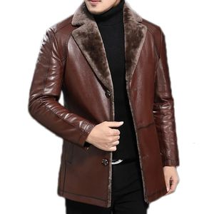 Jaqueta masculina de couro sintético AYUNSUE jaqueta de couro genuíno masculina casaco de pele de carneiro para homens jaqueta de inverno plus size ovelha shearling casacos de pele real JLK17759 KJ1209 231020