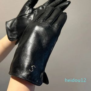 Женские перчатки из натуральной кожи, осенне-зимние теплые перчатки с пятью пальцами, мягкие флисовые перчатки для вождения, езды на велосипеде, прогулок