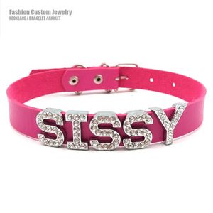 Chokers Luxus Brief Sissy Halskette Sexy Frauen Männer Benutzerdefinierte Name Halsband Kragen Kostüm Party Cosplay Halloween Schmuck Geschenk 231021