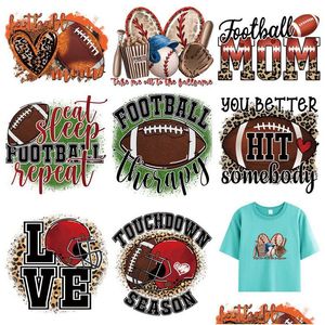 Football Iron Ones Sewing Notions Baseball Pattern Design Heat Transfer Stickers Decals Diy Clothes T-Shirt Jacket Backpacks Drop De