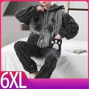 남자 몽유웨어 겨울 따뜻한 나이트웨어 잠옷 수면 플란넬 대형 6xl 홈 옷 스웨트 셔츠 양털 남자 Pajama