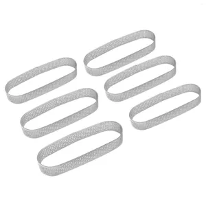 Baking Tools 6PCS Oval Tart Ring Stainless Steel Perforated Mold Mousse French Dessert Cake Decorating Mould Bakeware