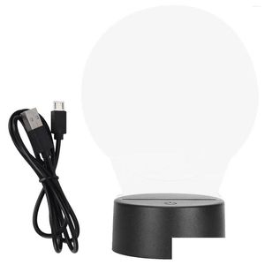 Luzes noturnas Luzes noturnas Iluminação visual 3D LED luz sensível ao toque interruptor 3 modos para crianças quartos amigos presente lâmpada luzes luz dhjit