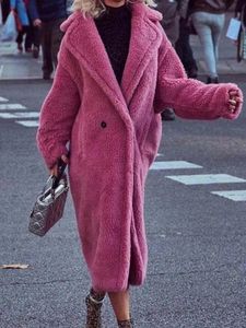 Kadın Yün Karışımları Sahte Kürk Kuzu Ceket Kadın Kış Kalın Polar Teddy Coat Kadın Büyük Boyutlu Günlük Gevşek Gevşek Uzun Kollu Sıcak Dış Giyim 231020