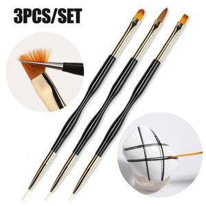 Ferramentas de maquiagem 3 Pcs Nail Art Brush Set Acrílico Francês Stripe Liner Linha Pintura Caneta UV Gel Desenho Pincéis Manicure Ferramenta 231020