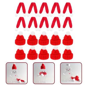 20 Stück Mini-Dekor, Beanie, Miniatur-Weihnachtsschal, Mütze, Weihnachtsbecher-Abdeckung, Deckel, Partyzubehör, Strickwolle, Dekoration, Baby 230920