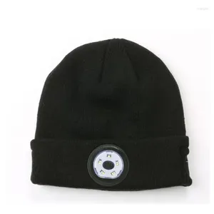 Berety LED dzianinowy kapelusz na zimowe ciepło na świeżym powietrzu i nocne uruchomienie kreatywnego oświetlenia ratownicza czapka okrągła top